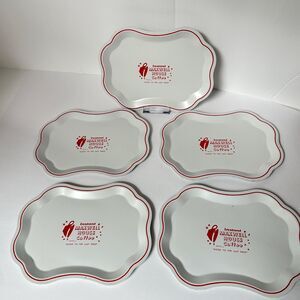 Vintage Maxwell House Coffee Metal Tin Small Snack Serving Trays Plates Set of 5